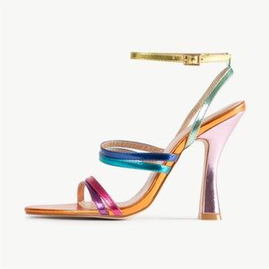Nasty Gal rainbow metallic heels size 7, never worn
